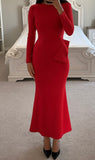 Radha Red Backless Longsleeve Maxi Dress with Bow