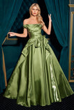 OFF SHOULDER PLEAT WAIST GOWN
