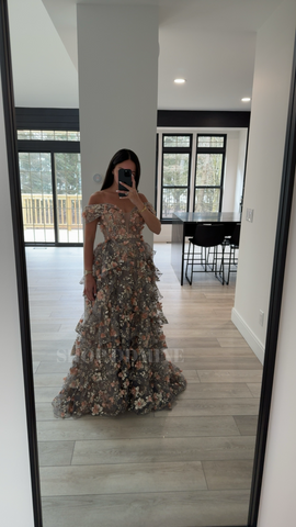 FLORAL APPLIQUÉ BALL GOWN
