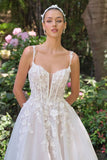 A LINE LACE APPLIQUÉ BRIDAL GOWN