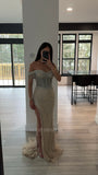 FULLY EMBELLISHED OFF SHOULDER GOWN