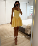 KADI YELLOW COTTON CORSET MINI DRESS