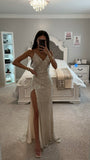 PLATINUM SPARKLY RUCHED SKYE GOWN