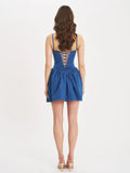 ZAFIRA COTTON DENIM DROP WAIST MINI DRESS