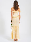 ERSILIA PALE YELLOW LACE CORSET MAXI GOWN