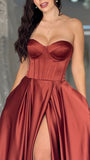 A LINE SATIN BUSTIER MAXI DRESS