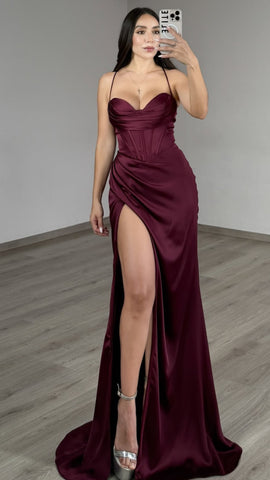 BURGUNDY CORSET GOWN