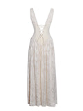 SABRINA BUTTER YELLOW HIGH SLIT JACQUARD MAXI DRESS