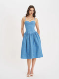 ZADIE COTTON DENIM FLOWER MIDI DRESS