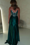 FITTED SATIN GOWN WITH BEADED BODICE