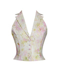 Lauren Pink Floral Print Ruched Back Suit Vest