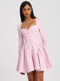 TAE PINK TWEED LONG SLEEVE MINI DRESS