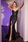 STRAPLESS LACE & STRETCH SATIN GOWN