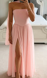Qianna Baby Pink Peplum Top Drop Waist Chiffon Gown