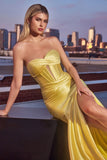 SATIN STRAPLESS FITTED GOWN