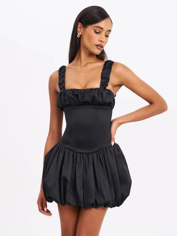 AUBREY BLACK BUBBLE HEM MINI DRESS