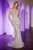 PEARL & CRYSTAL STRAPLESS FITTED DRESS