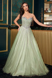 STRAPLESS BEADED BALL GOWN