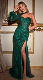 ONE SHOULDER FITTED GLITTER GOWN