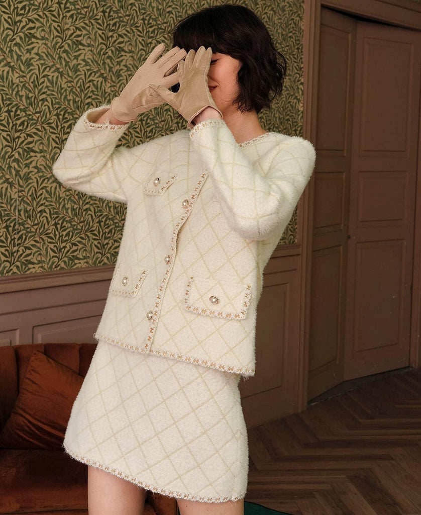 Elegant sweater skirt suit