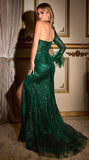 ONE SHOULDER FITTED GLITTER GOWN
