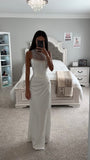 SCARLET WHITE CRYSTAL MESH SATIN GOWN