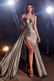 STRAPLESS SATIN GOWN