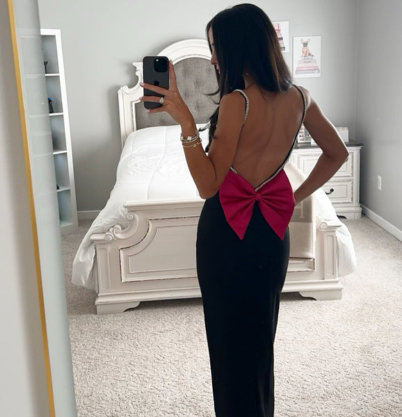 BIANCA BOW CRYSTAL MIDI DRESS – SHOP DDMINE