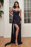STRAPLESS SEQUIN SHAWL LONG GOWN