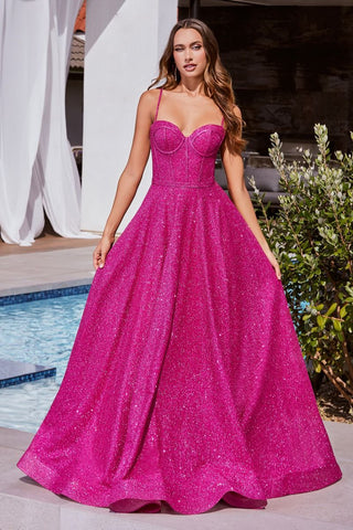 Stunning Strapless ball gown with glitter finish and lace up corset ba –  Rose Hill Boutique