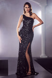 SEQUIN ONE SHOULDER LONG GOWN