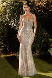 NUDE CRYSTAL FITTED GOWN