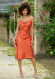 Aspen Midi Dress - Rust Satin