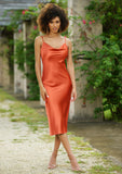 Aspen Midi Dress - Rust Satin