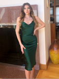 Aspen Midi Dress - Emerald Green Satin