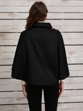 Collared Neck Cropped Cape Top Jacket