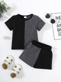 BOYS TWO TONE T SHIRT AND SHORTS SET