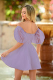 Chloe Puff Sleeve Mini Dress - Lilac