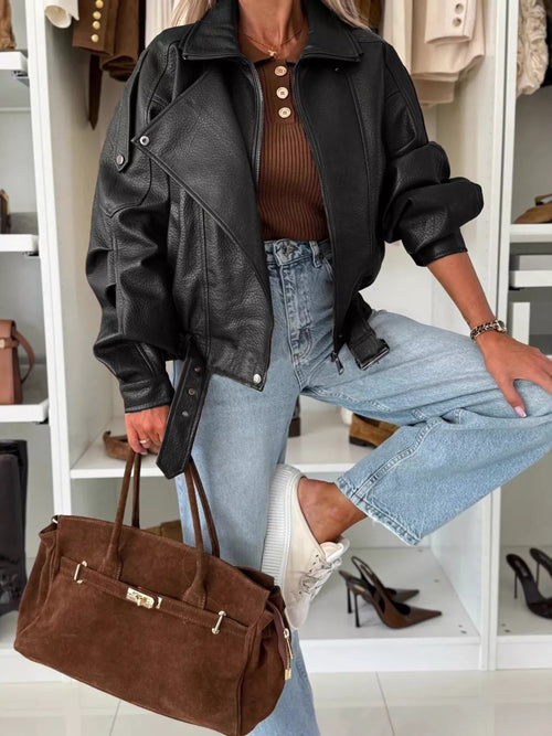 Leather Zip Up Jacket – SHOP DDMINE
