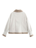 Fuzzy Collared Neck Long Sleeve Jacket