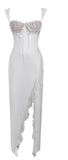 WHITE LACE SATIN MAXI CORSET DRESS