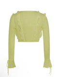DALEY OLIVE LACE RUFFLE LONG SLEEVE TOP