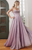 LAVENDER LACE UP GLITTER BALL GOWN