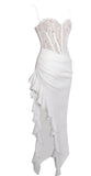 JULIA WHITE LACE CORSET MAXI DRESS