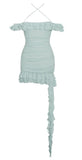 MATILDA MINT OFF SHOULDER RUFFLE MINI DRESS