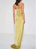 PERRY OLIVE FEATHER GOWN