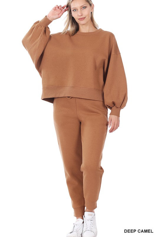 BALLOON SLEEVE SWEATSHIRT & SWEATPANTS SET – SHOP DDMINE