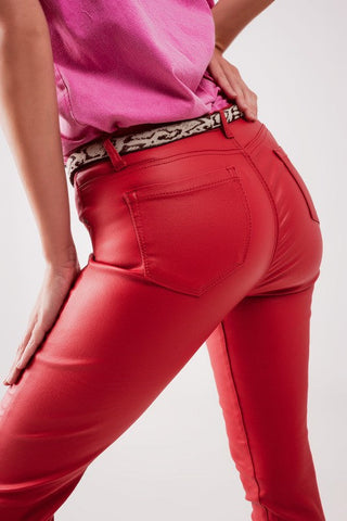 RED MATTE LEATHER PANTS