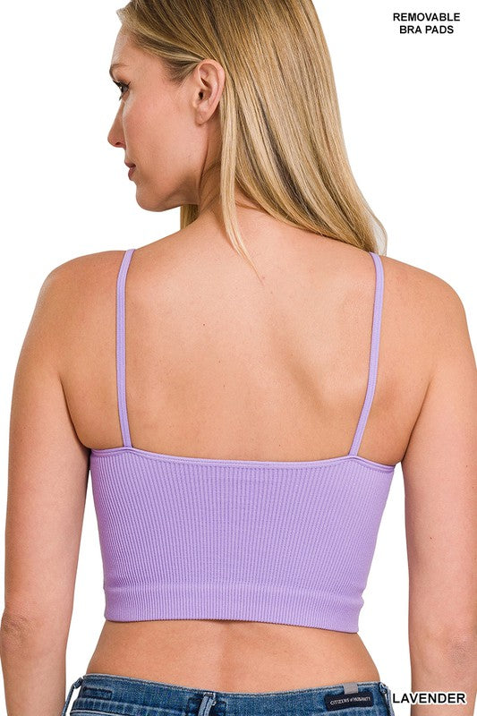 RIBBED SEAMLESS CROPPED CAMI WITH BRA PADS – DDMINE