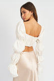CROPPED TOP WITH LONG BUBBLE SLEEVES